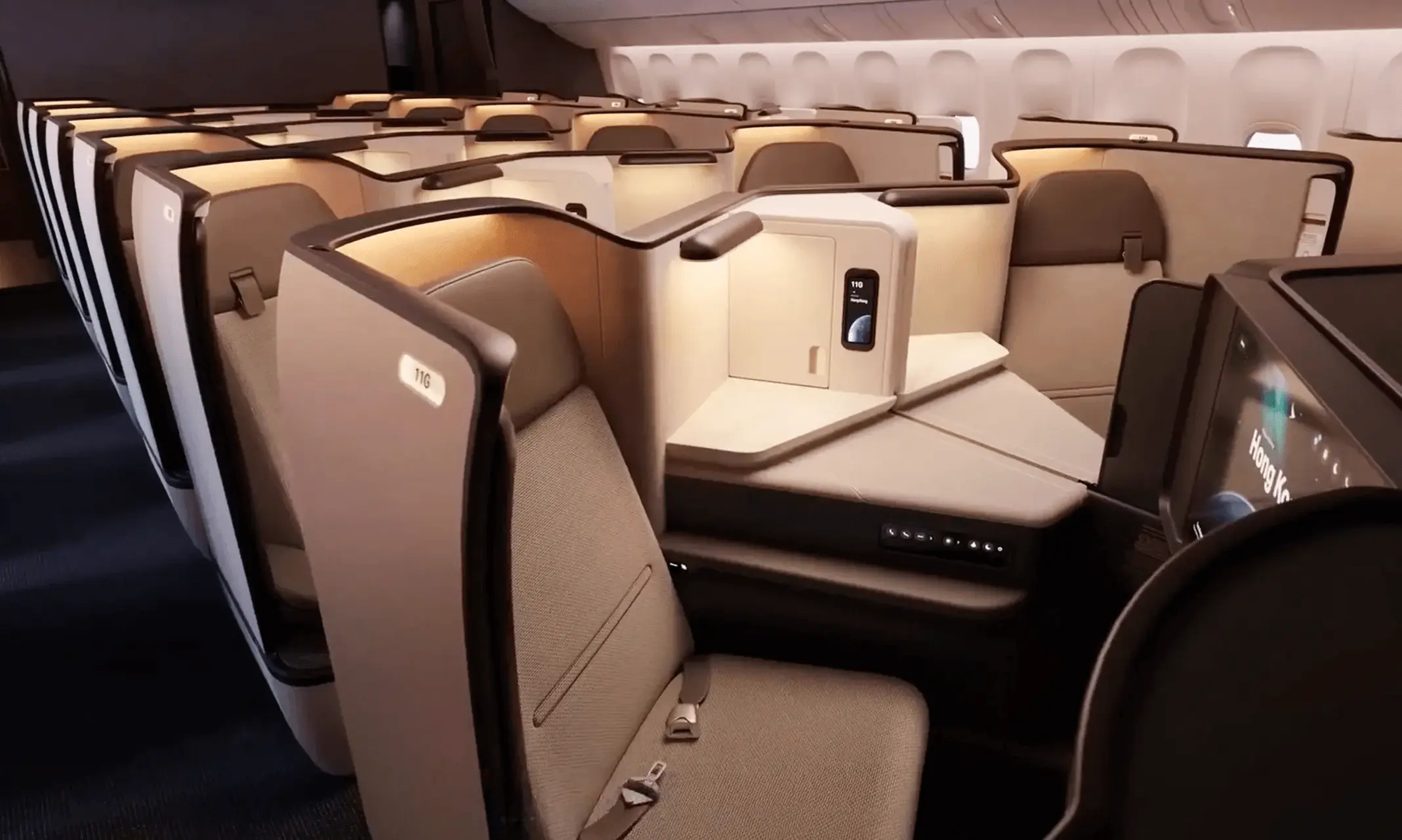 Cathay Pacific business class cabin
